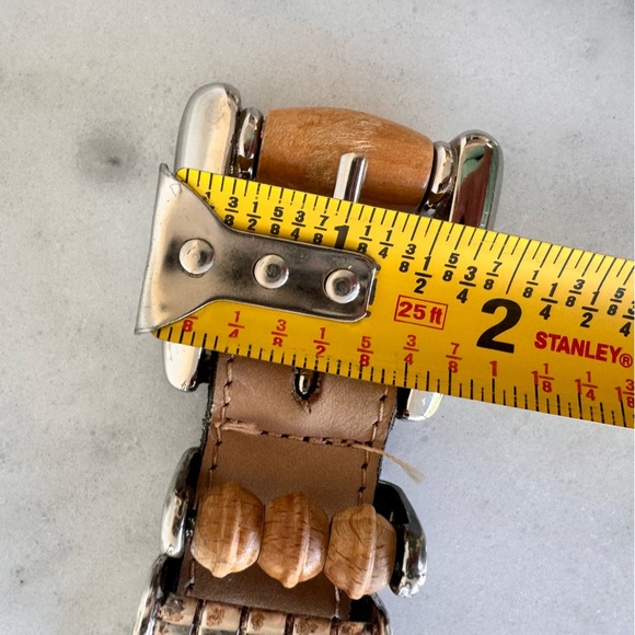 Street Ahead Vintage Eood Buckle Brown Leather Belt Size S - Picture 13 of 13